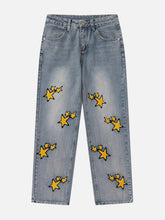 Jeans mit beflockten Sternen